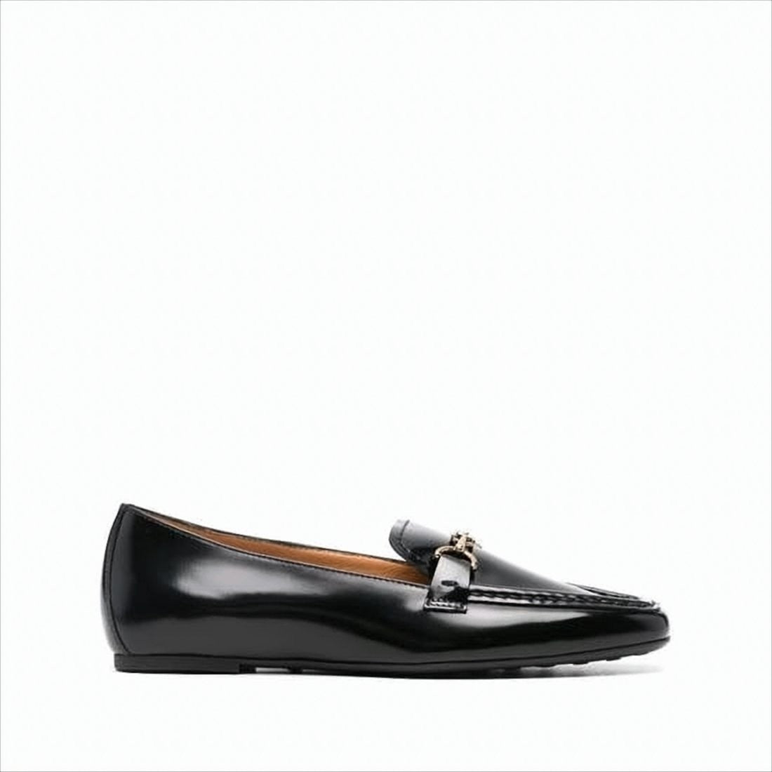 Smooth Calf Leather Loafer with Polished Finish and Metallic Detailing