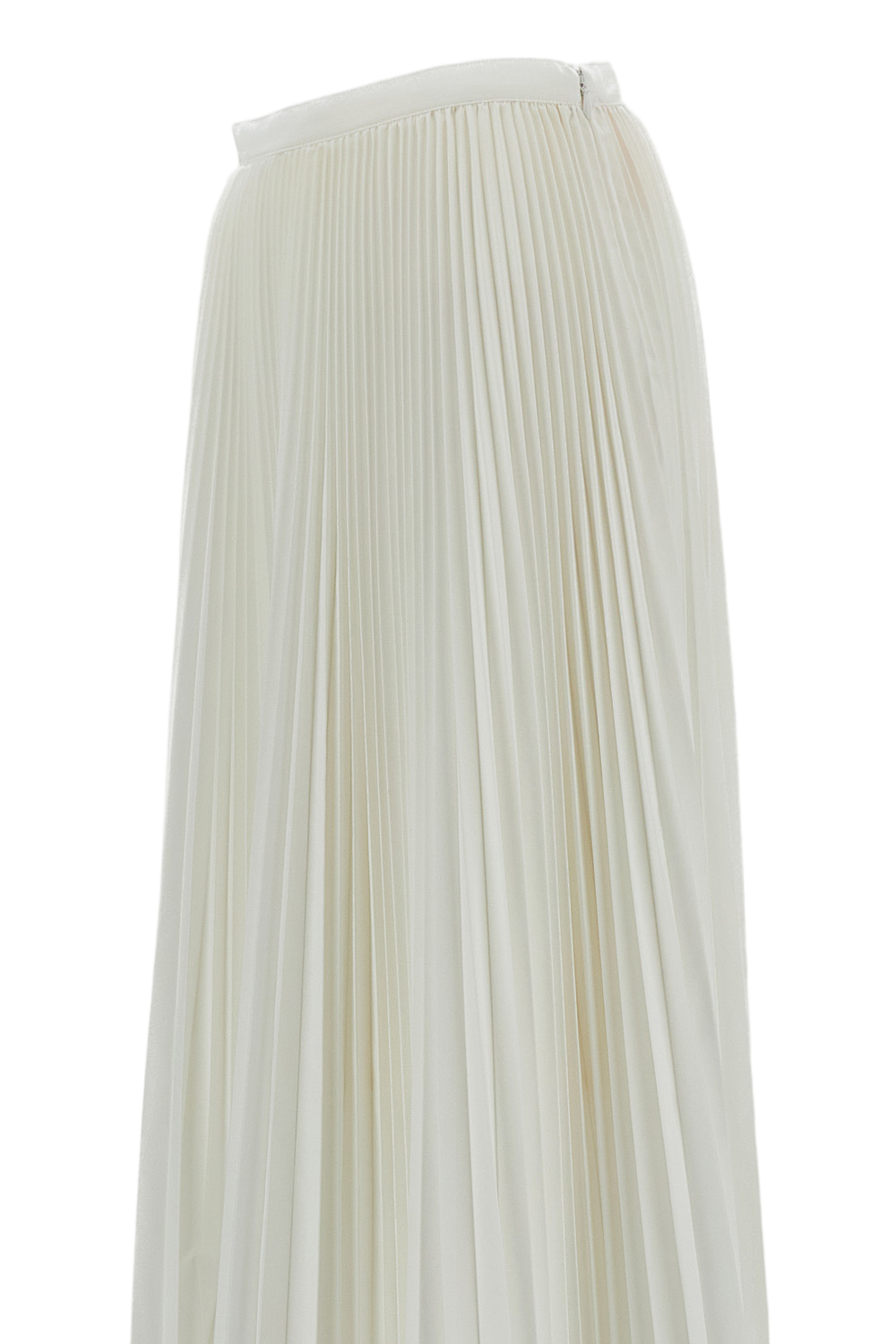 Asymmetrical Hem Pleated Skirt with Hidden Side Zipper