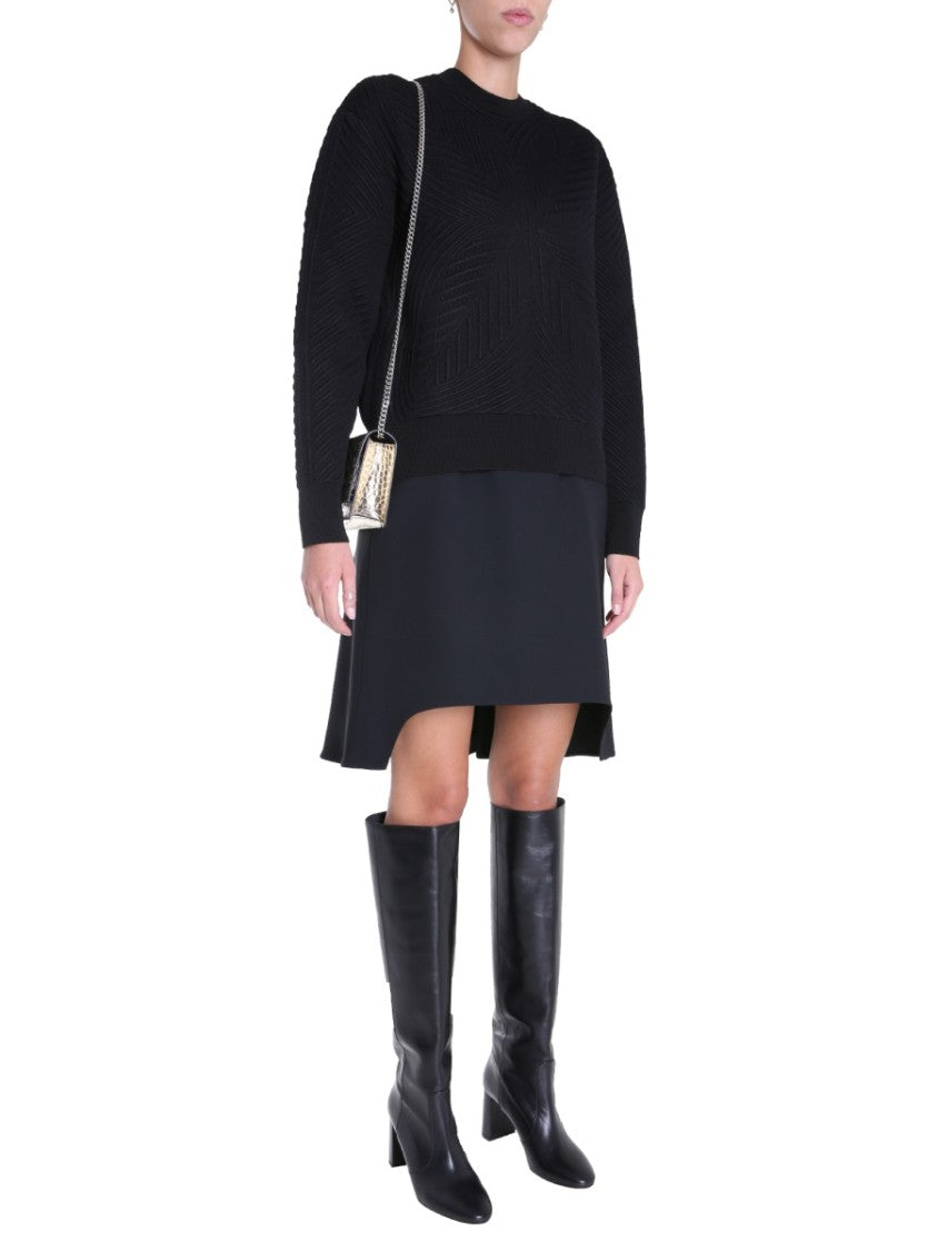 Textured Black Crew Neck Sweater