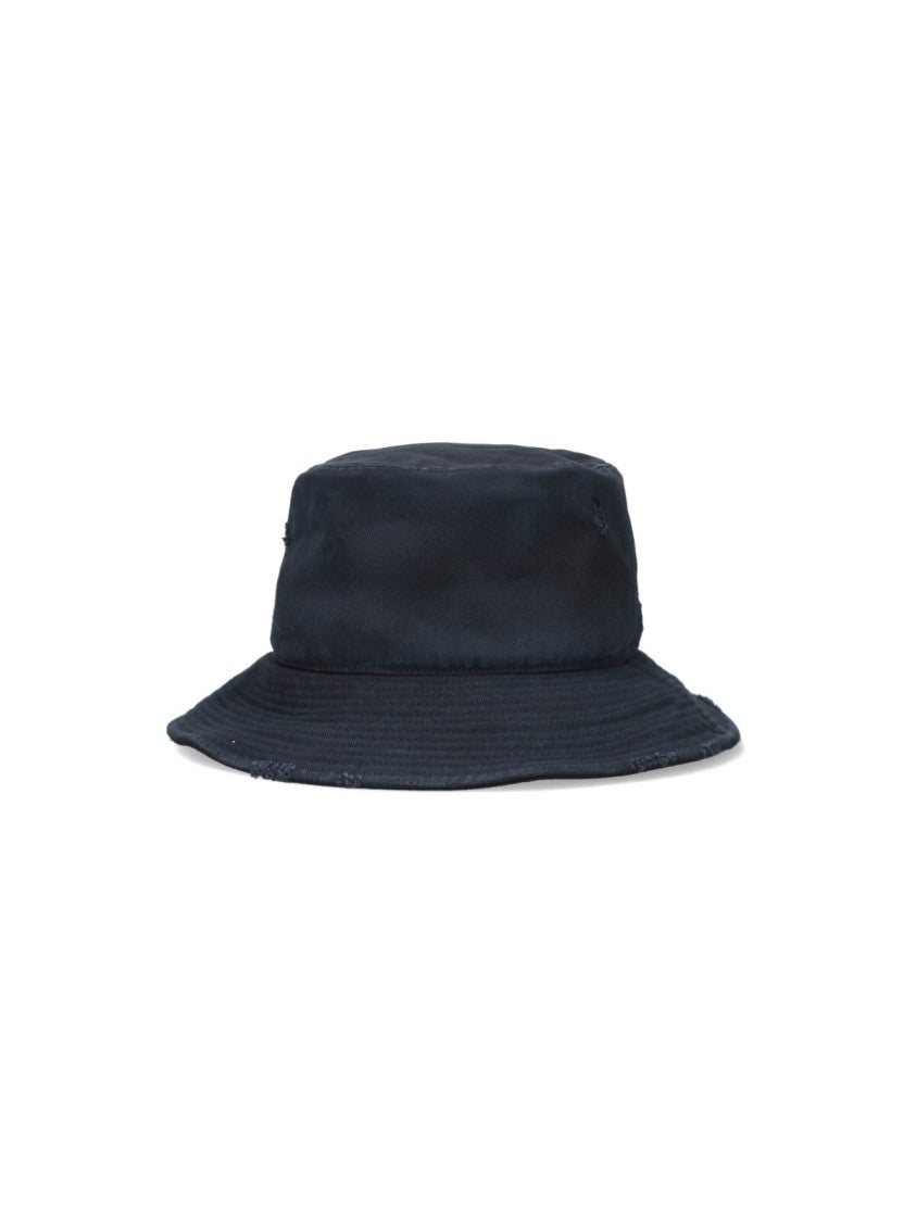Wide Brim Bucket Hat With Contrasting Embroidered Logo Patch