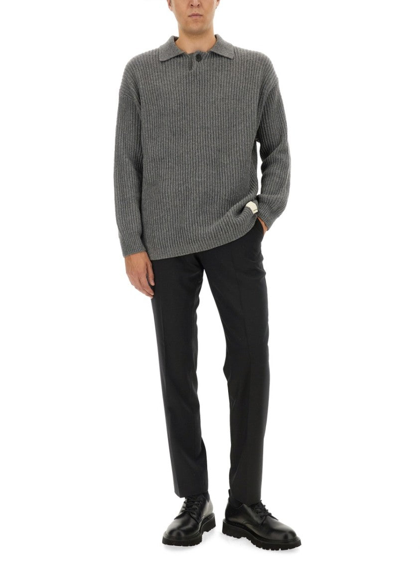 Ribbed Grey Wool Jersey