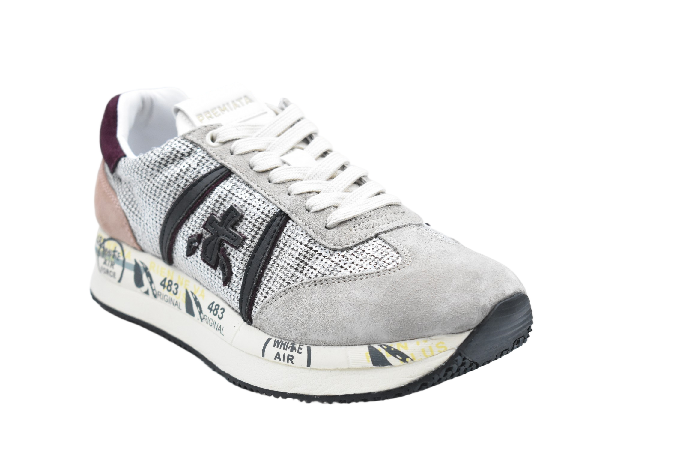 Glittery Grey Sneakers With Padded Collar