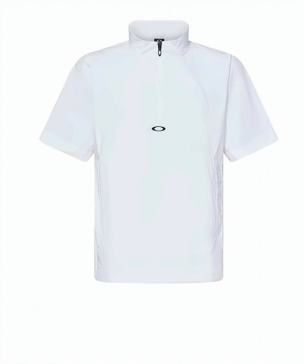 High-Collared White Zippered Tee With Minimalist Design