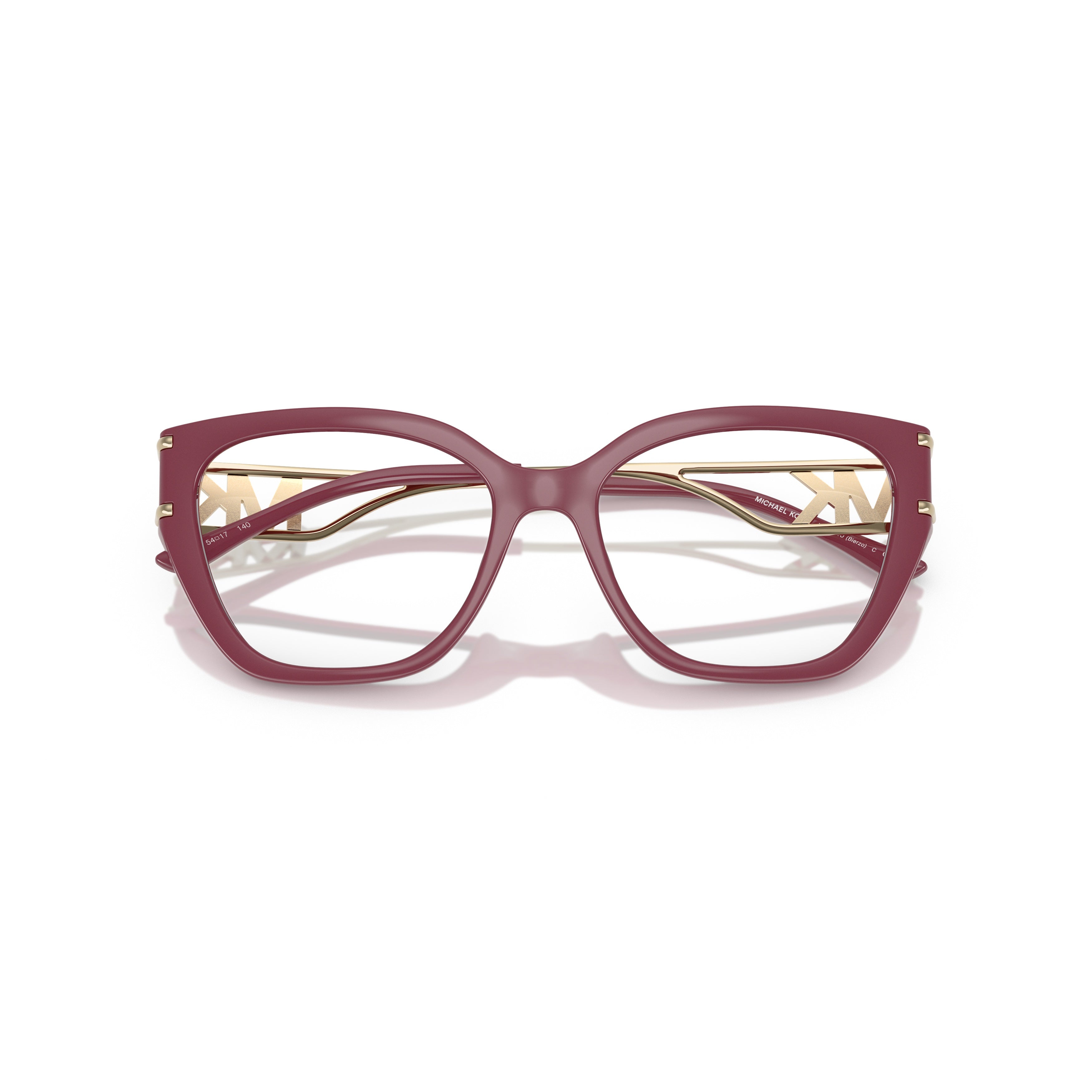 0mk4140u Bold Cat-Eye Eyeglasses with Gold Metal Temples