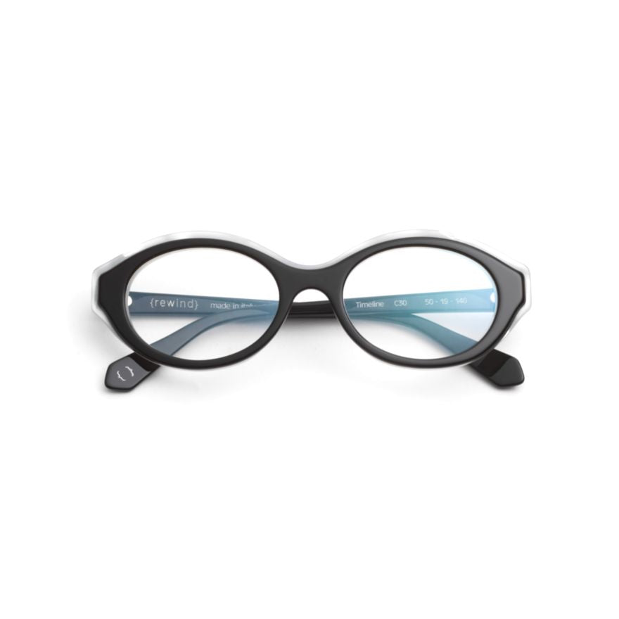 Timeline Oval-Frame Eyeglasses with Contrasting Top Accent