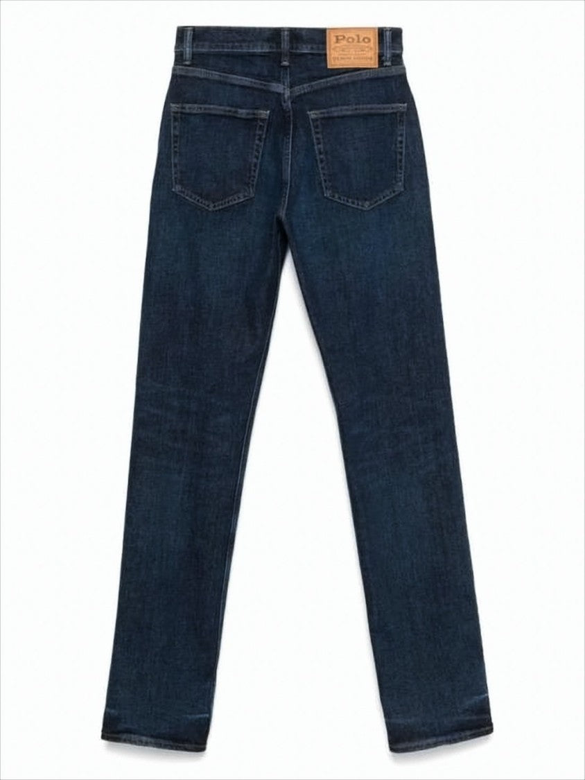 Indigo Denim Pants with Classic Straight-Leg Cut and Subtle Whiskering