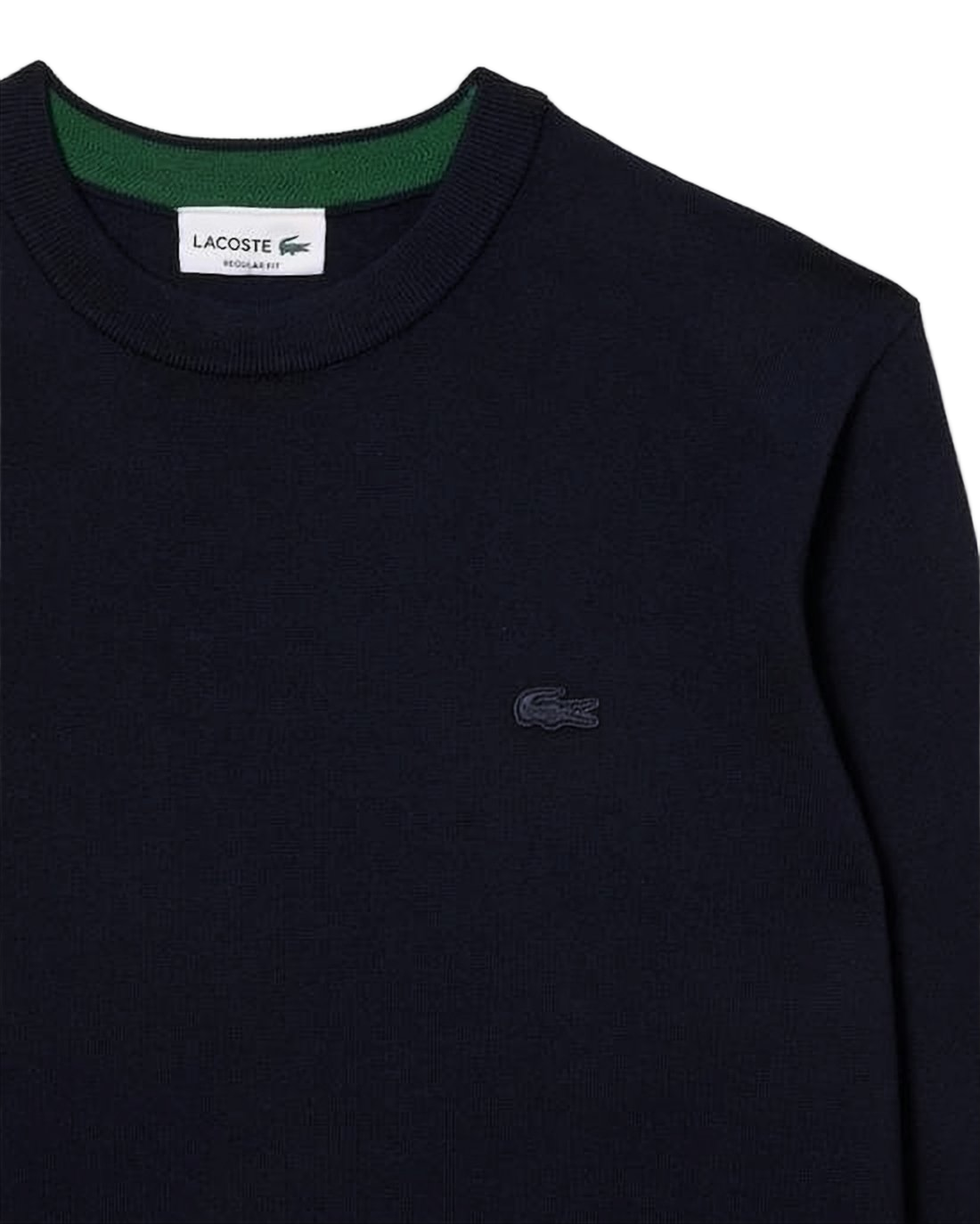 Crew Neck Wool Sweater with Contrast Trimming