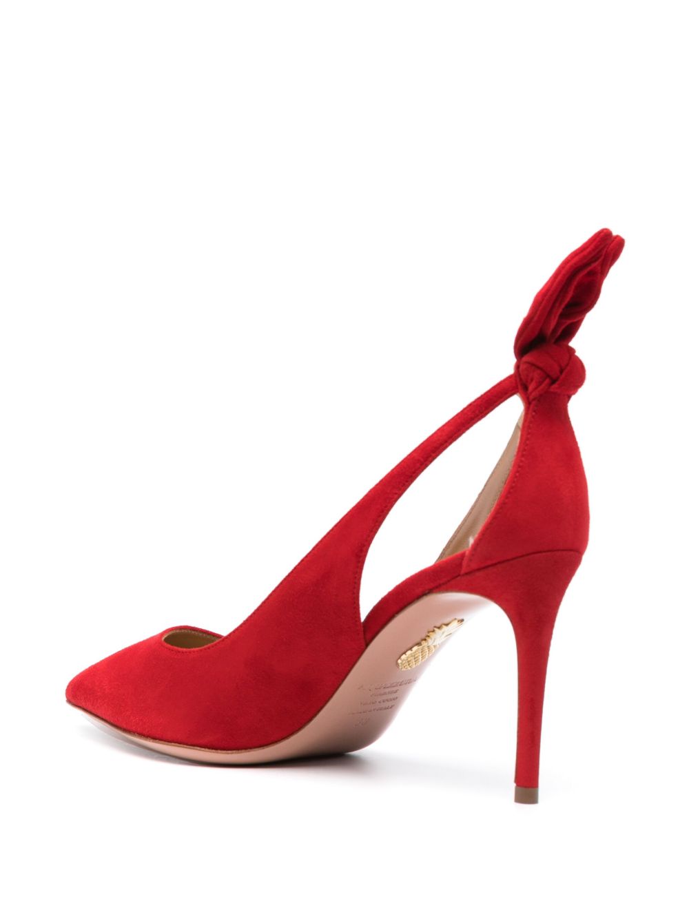Red Suede Pointed Toe Cut-Out Stiletto Pumps