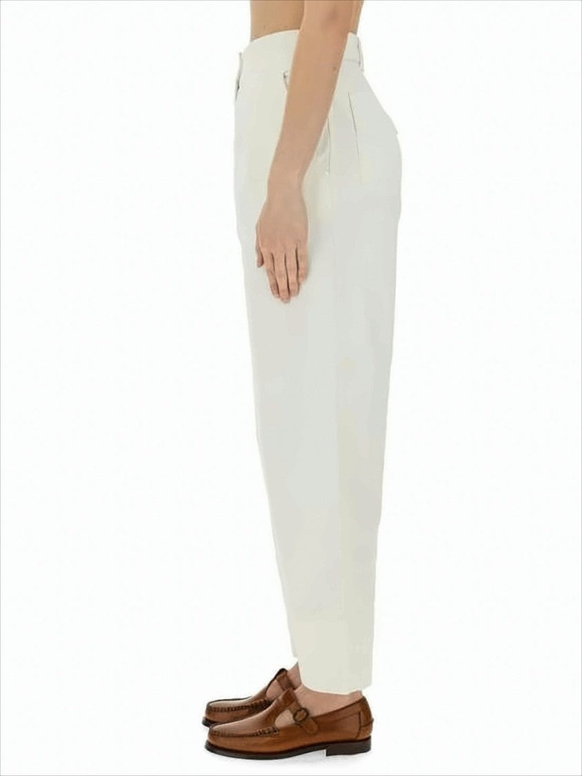 High-Waist Straight-Leg Pants with Cuffed Hem