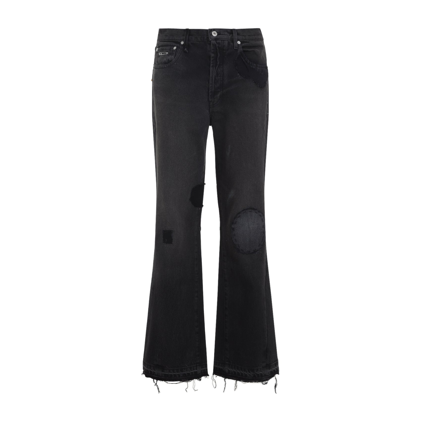 Distressed Black Jeans With Flared Leg