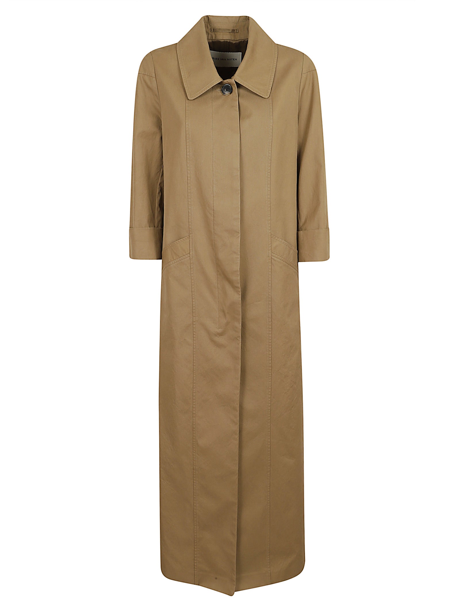 Straight-Fit Camel Cotton Twill Coat