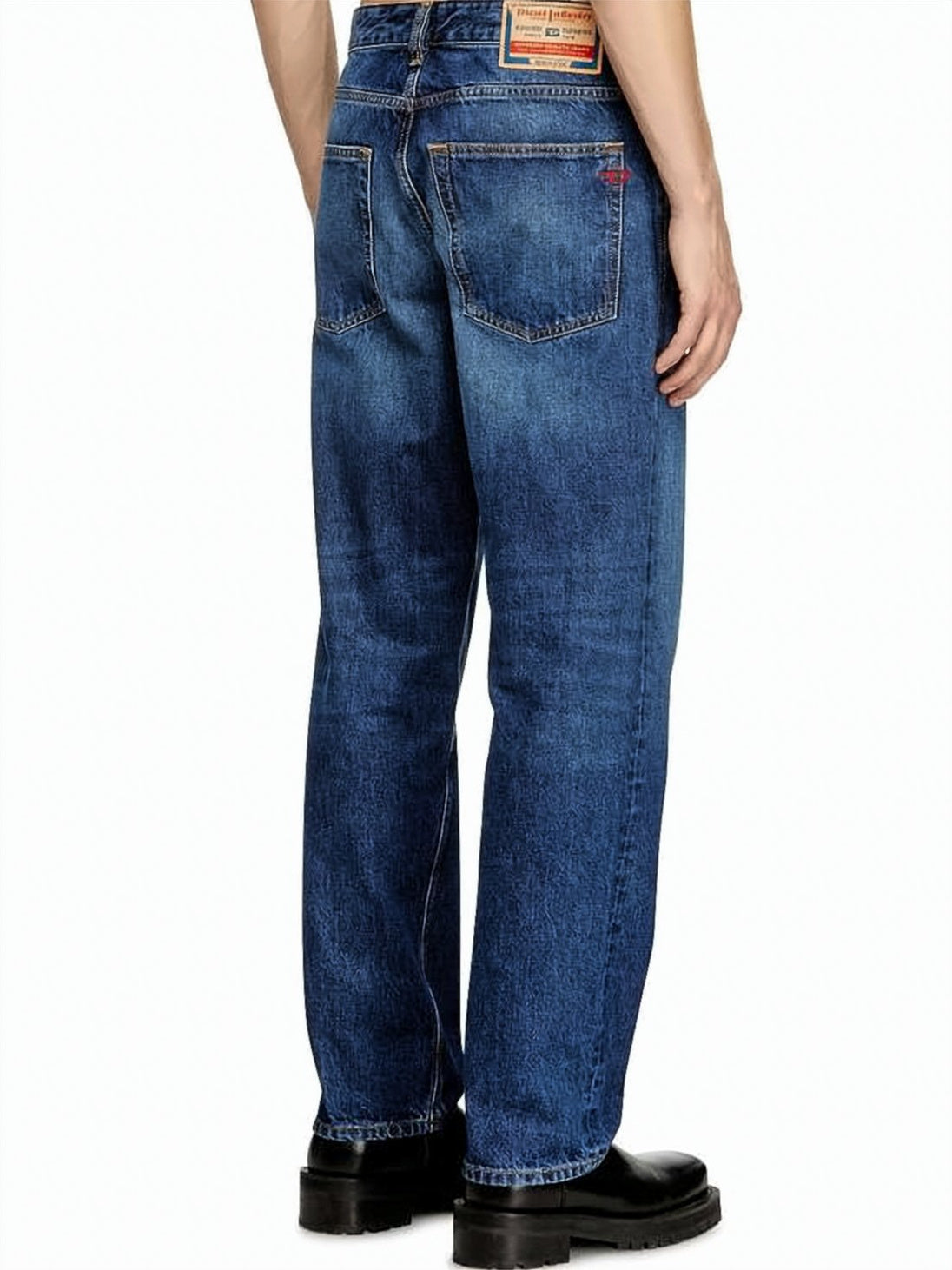Blue Straight-Leg Medium Wash Denim Jeans