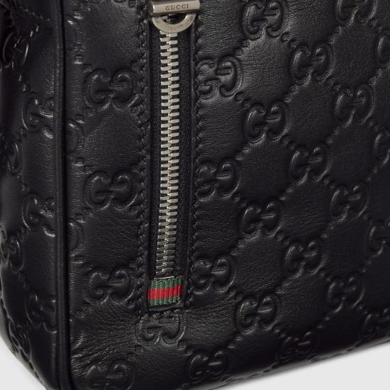 Compact Black Leather Crossbody Bag with GG Emblem