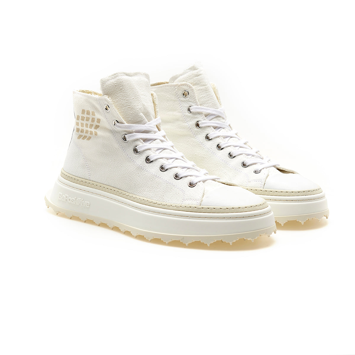 Canvas Leather Mid-Cut Sneakers