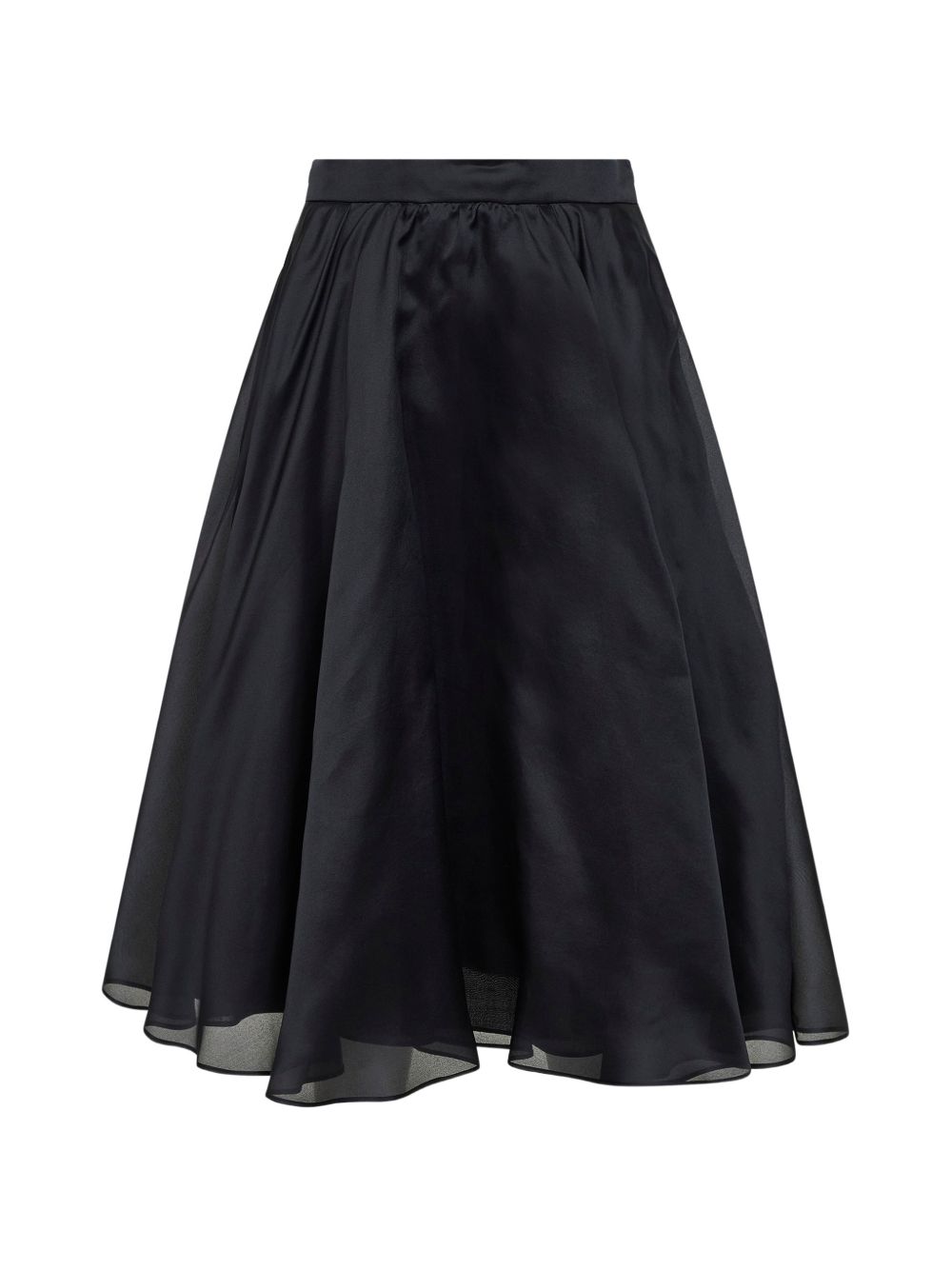 Black Silk Full Flared Skirt