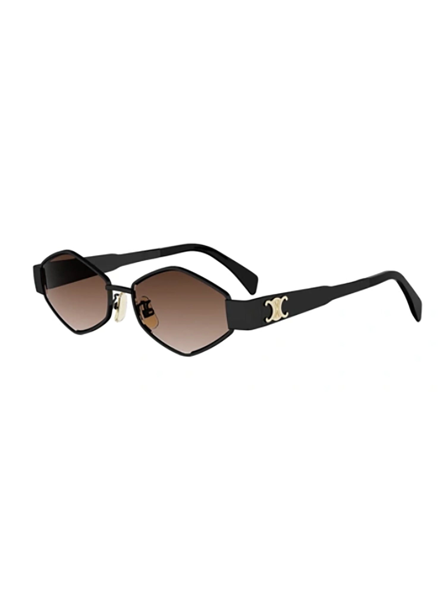 Geometric Gradient-Tinted Black Metal Sunglasses