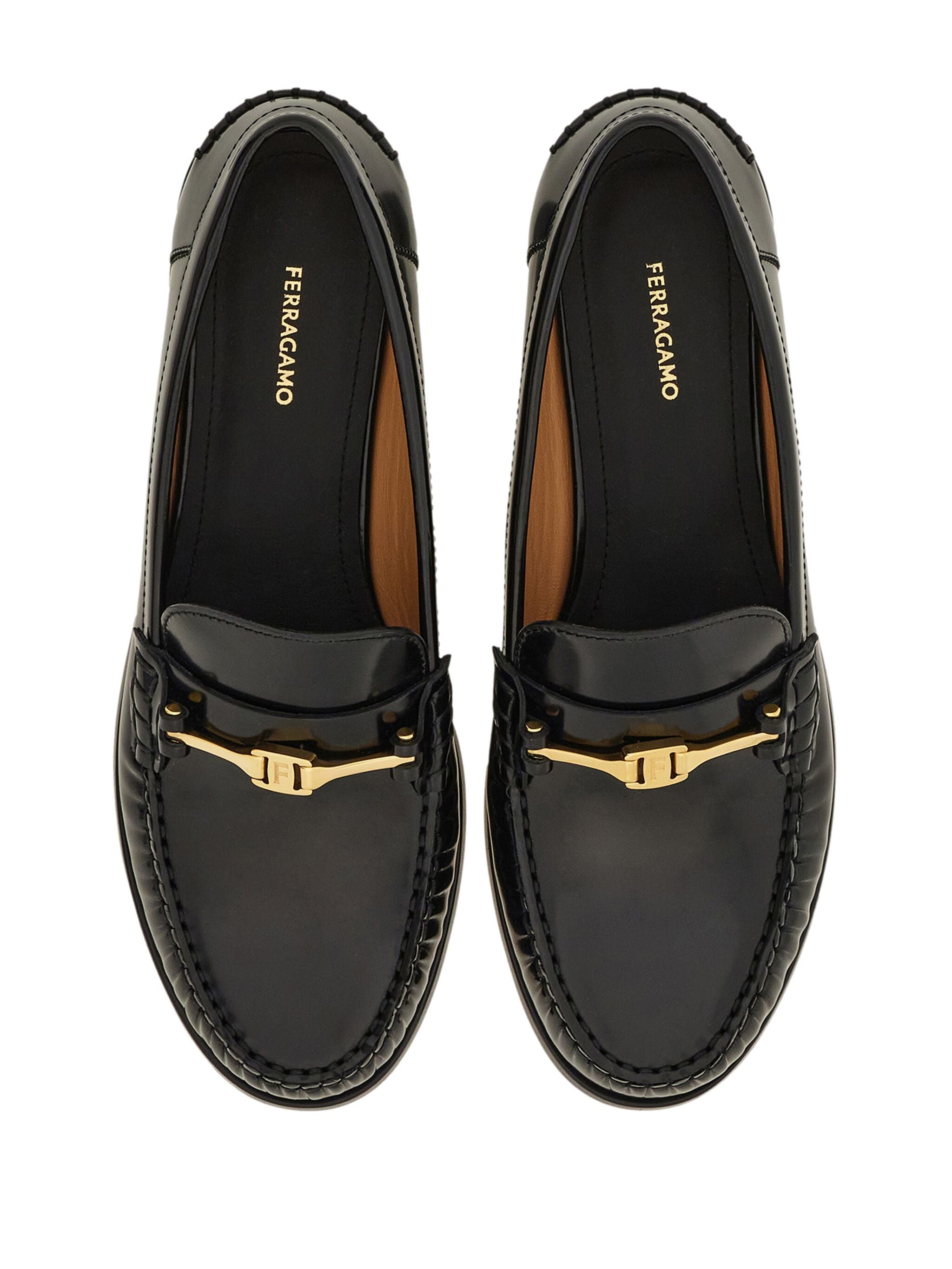 Black Harry Stitched Apron Front Loafers