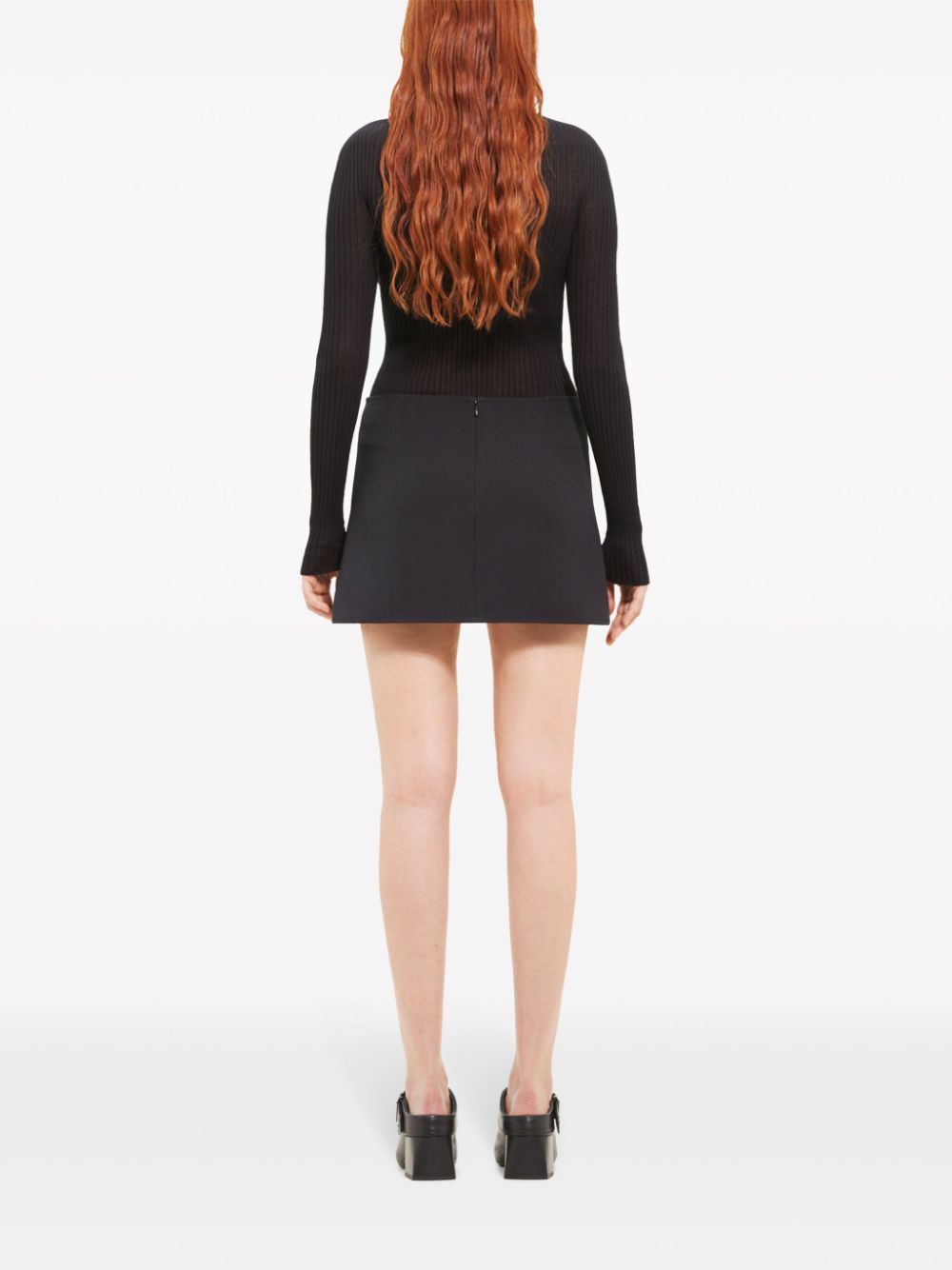 Thigh-Length Black Twill Skirt