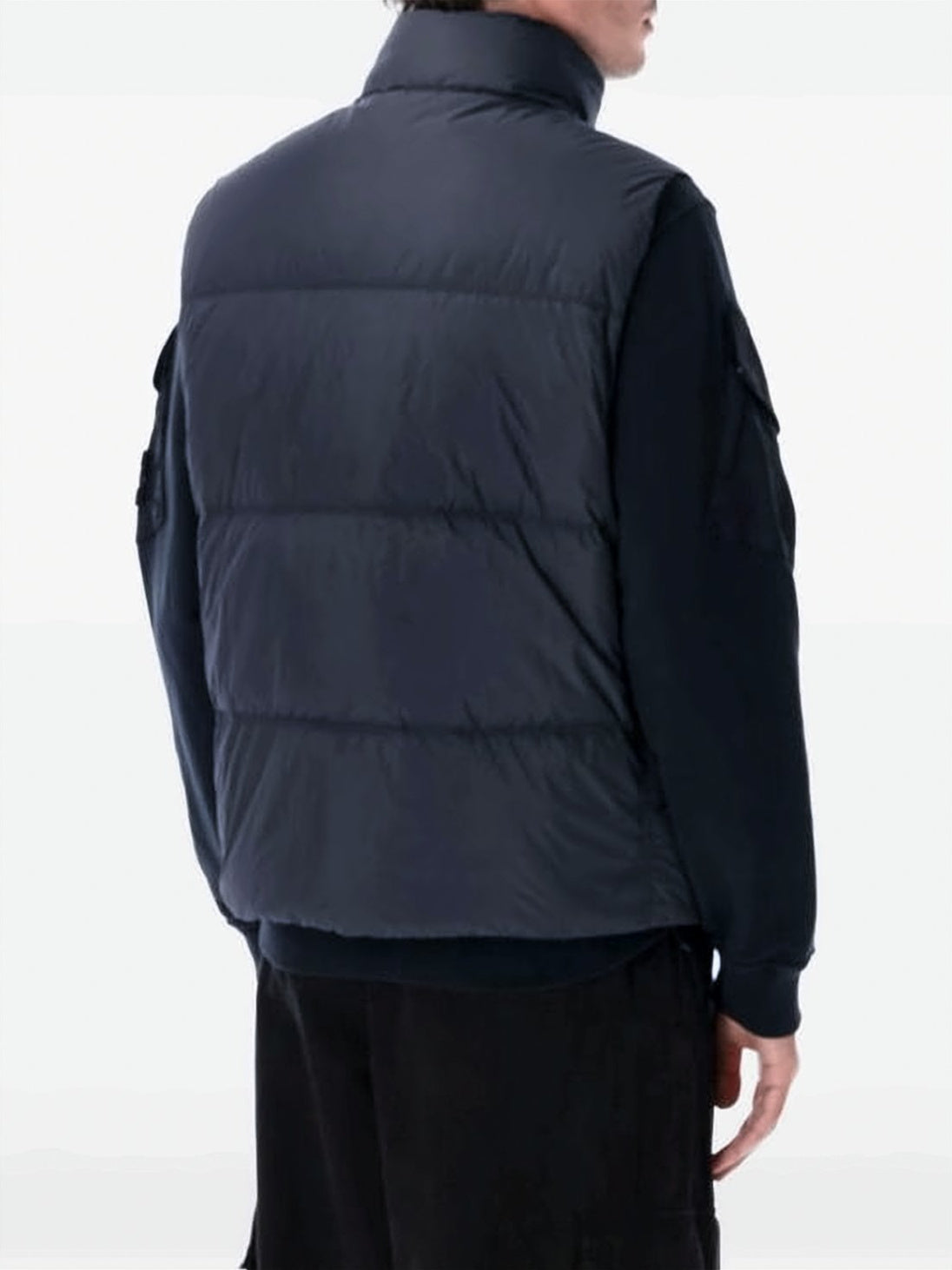Quilted Padded Vest with High Collar and Flap Pockets