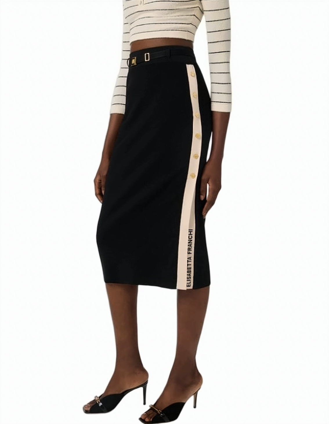 Knitted Viscose Band Midi Skirt
