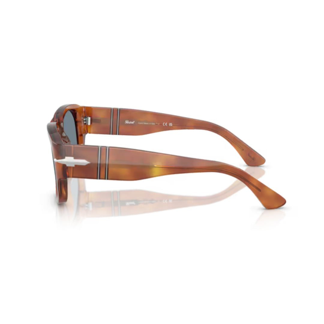 0po3380s Rectangular Tortoiseshell Acetate Sunglasses with Silver Arrow Detail
