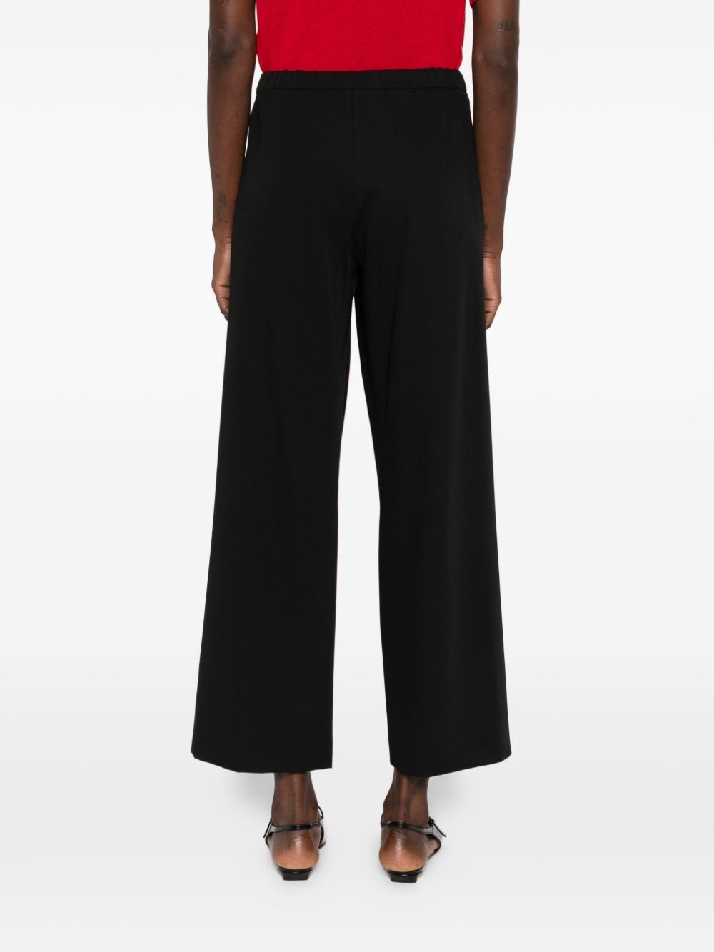 Elasticated Waist Black Wool Pants