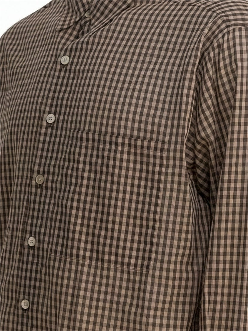 Brown Gingham Check Long Sleeve Shirt