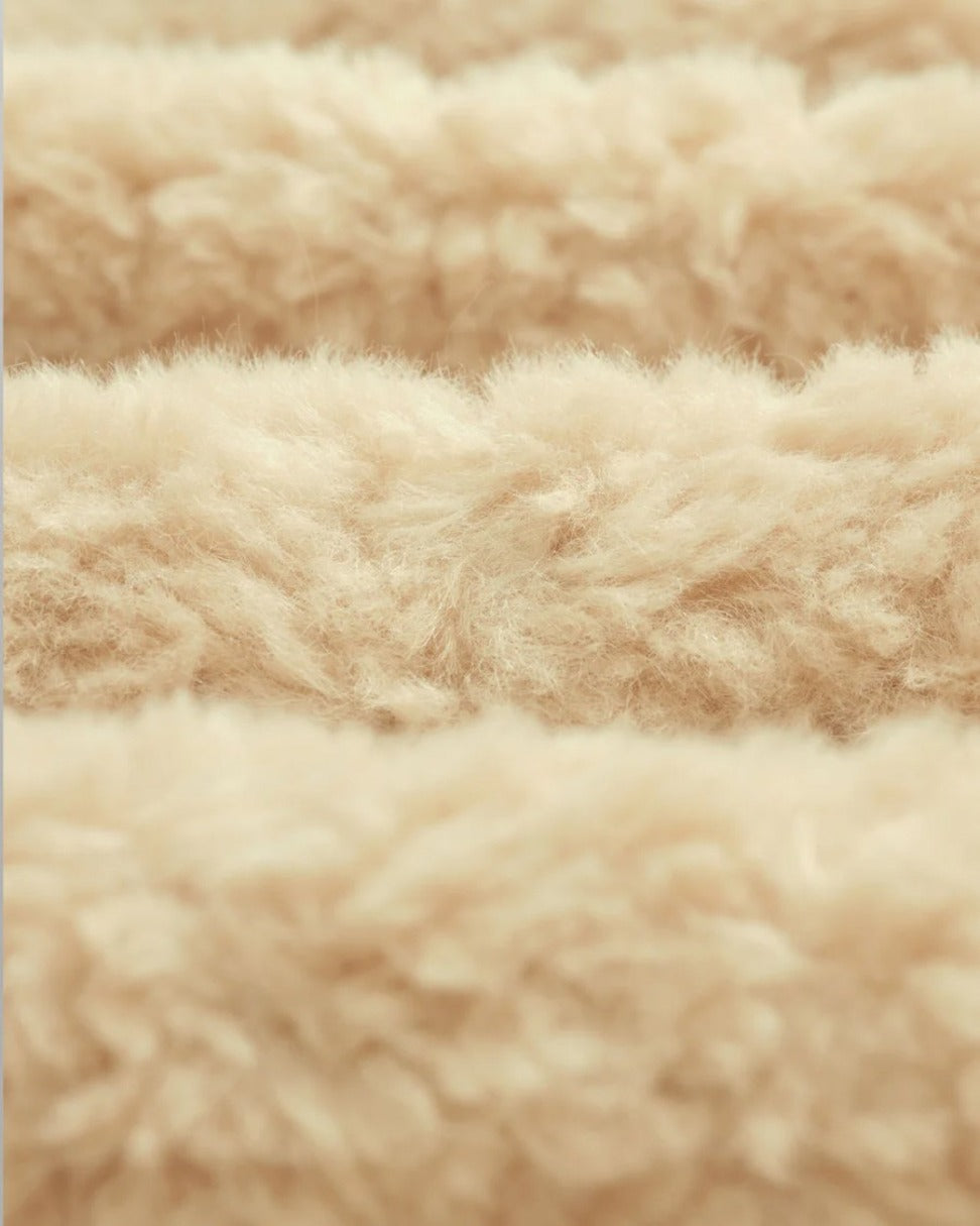 Recycled Sherpa Fabric Boxy-Fit Funnel Neck Jacket