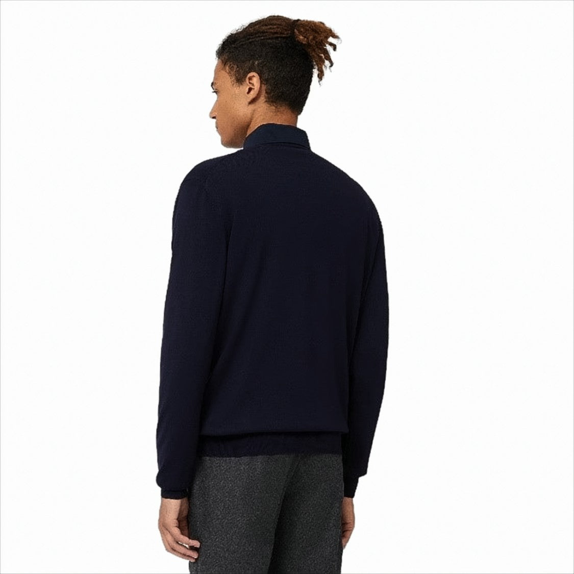 Textured Knit V-Neck Pullover In Rich Blue
