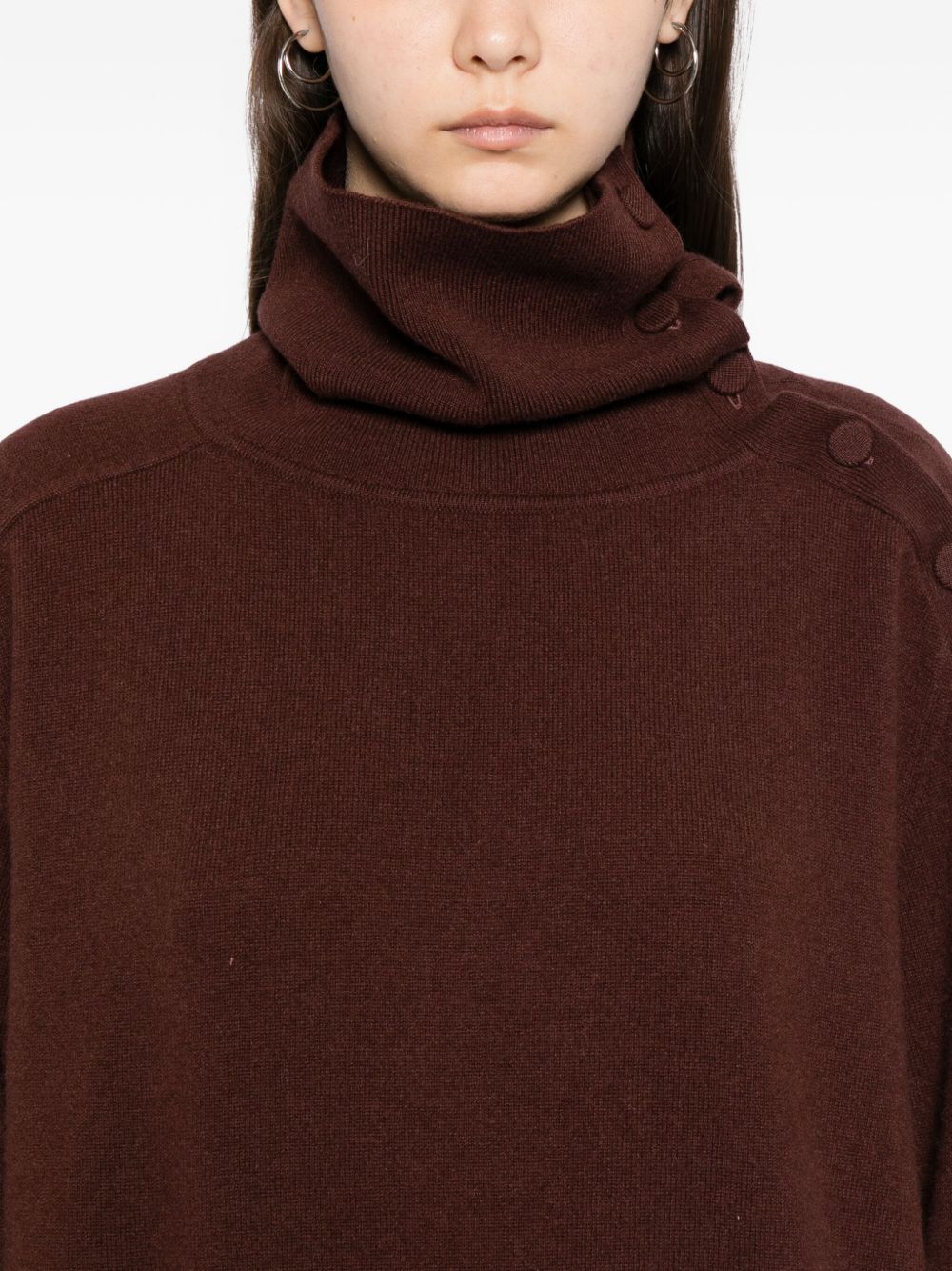 Relaxed Oversized Brown Sweater With Turtleneck