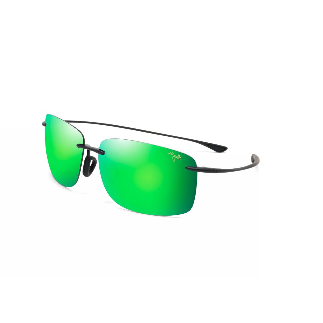 Hema Rimless Rectangular Sunglasses with Green Mirrored Lenses