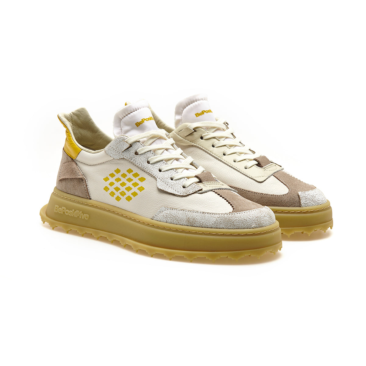 Leather Suede Asymmetric Wing Sneakers