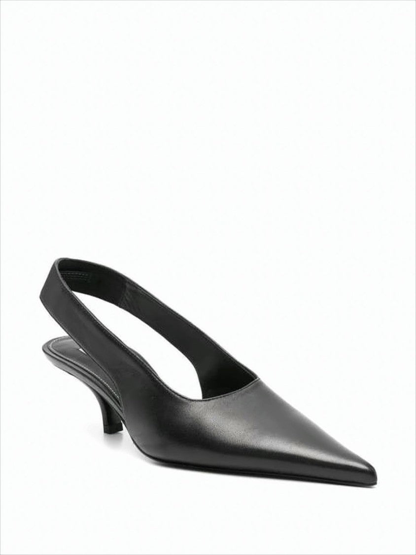 Black Slingback Pumps with Pointed Toe