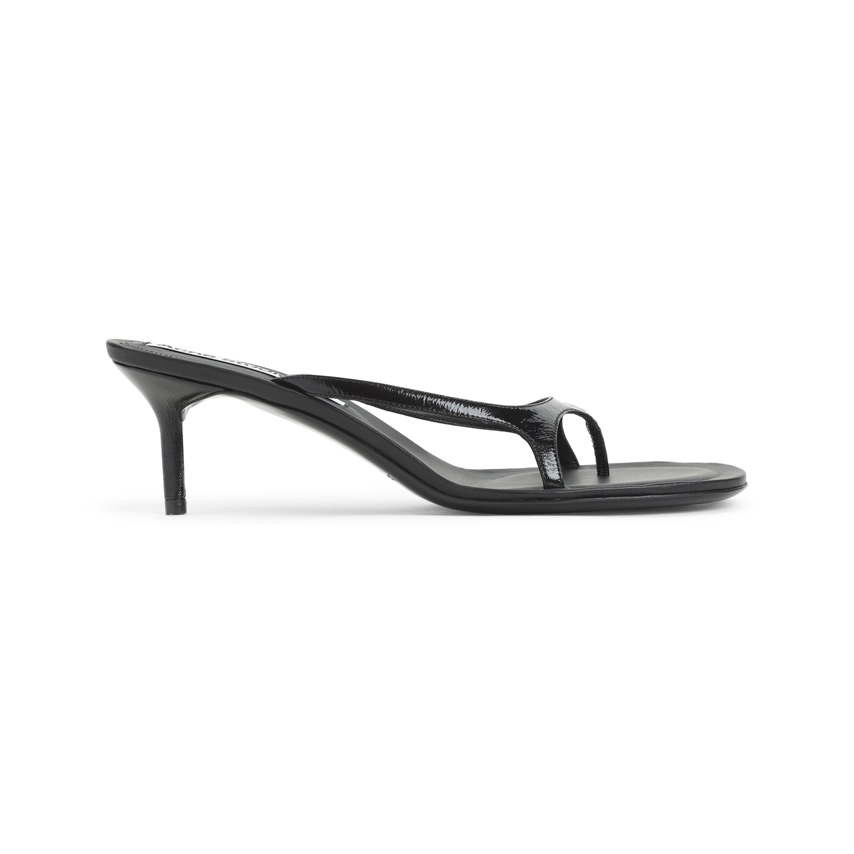 Black Leather Sandal With Minimalist Thong Design