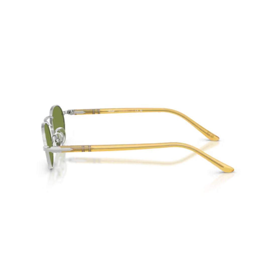 0po1023s Oval-Shaped Sunglasses with Silver Frame and Amber Temples