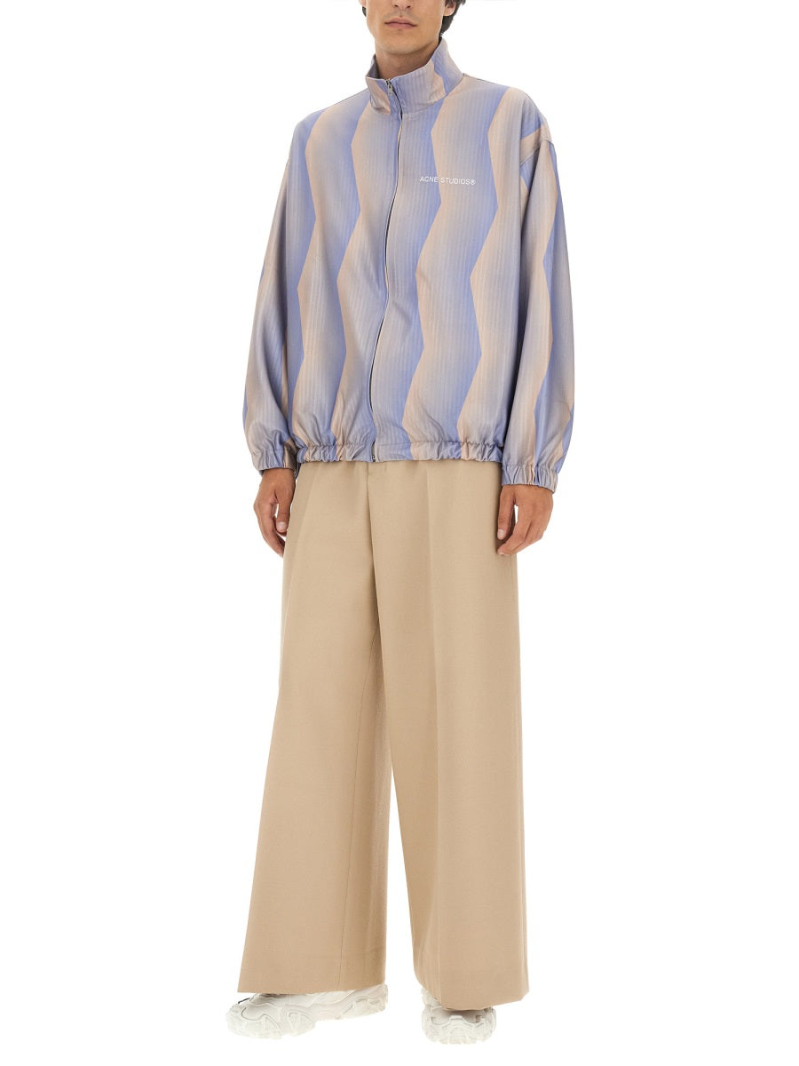Zigzag Pattern Casual Jacket With Stand Collar