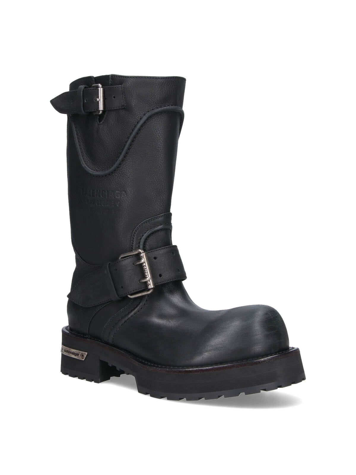 Black Venom Buckles Calf Leather Boots