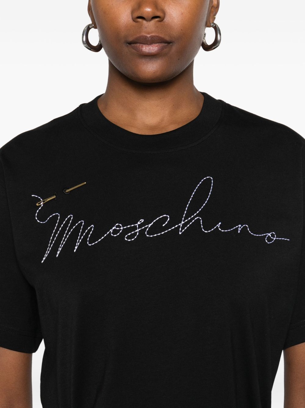 Cotton Short-Sleeved Top with Embroidered Logo