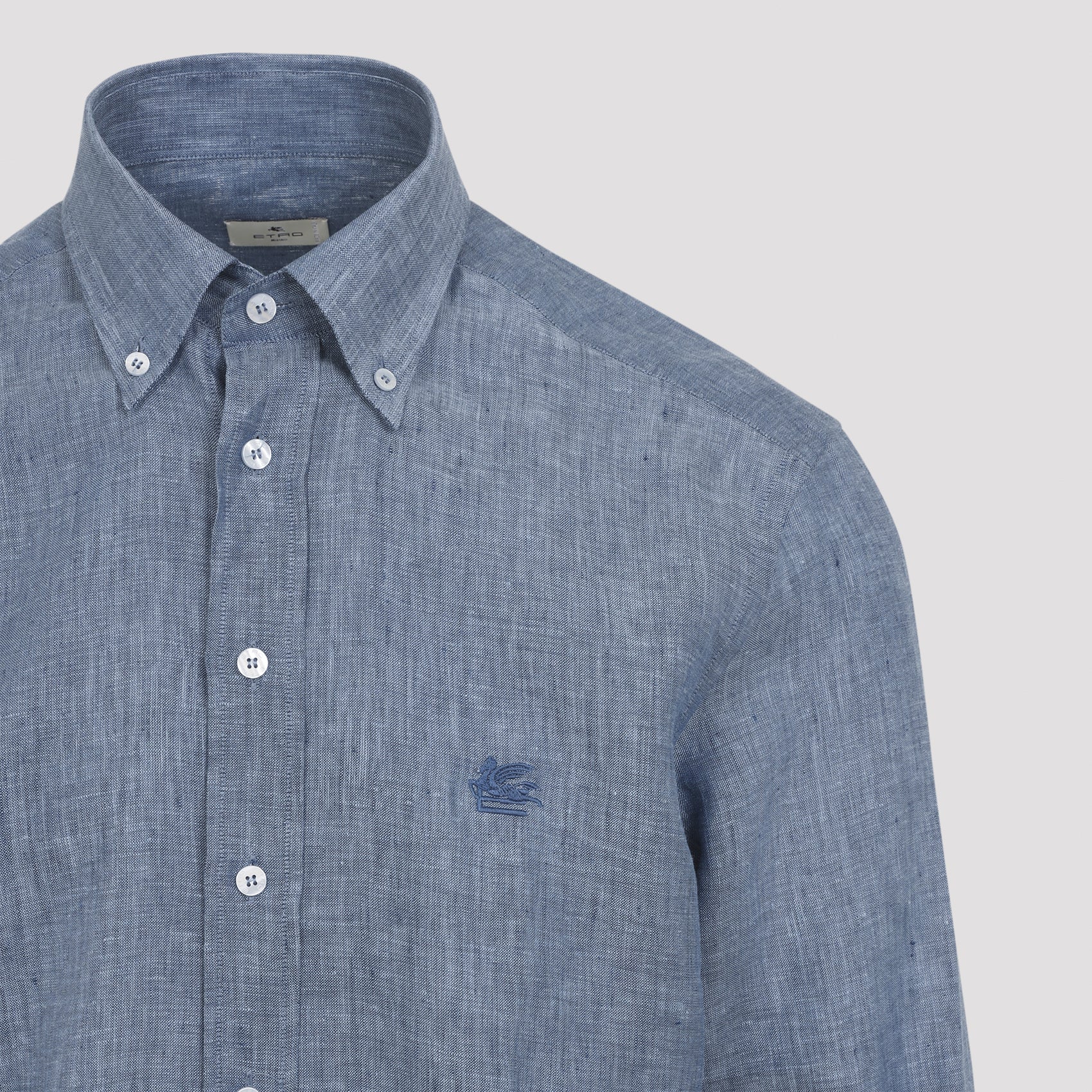 Breathable Linen Button-Up Shirt With Classic Collar