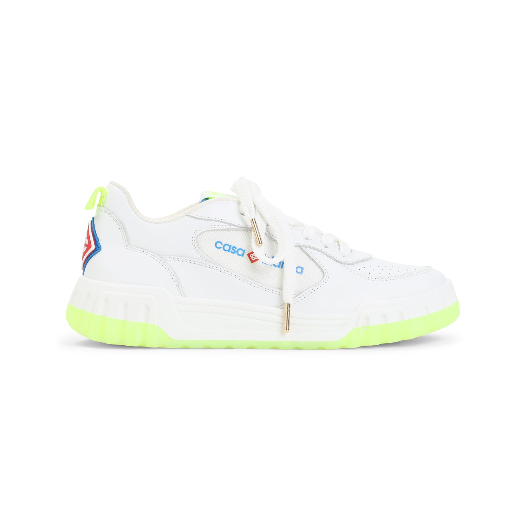 Leather Sneakers with Neon Yellow Sole