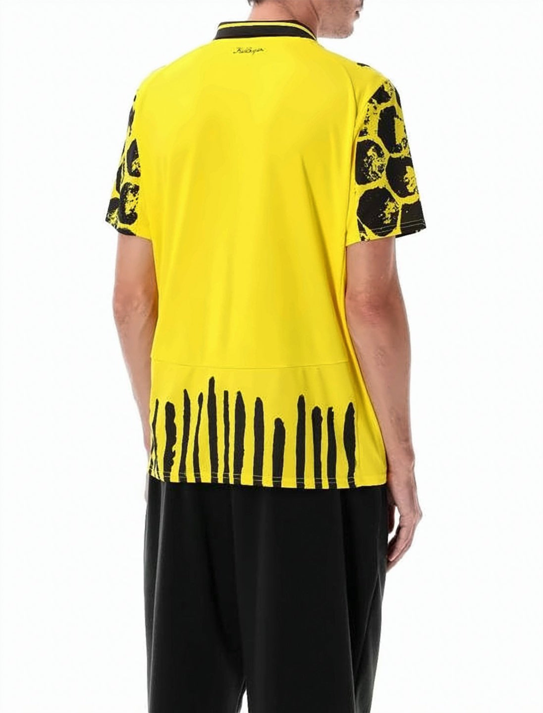 Yellow Abstract Pattern Black Trim T-Shirt