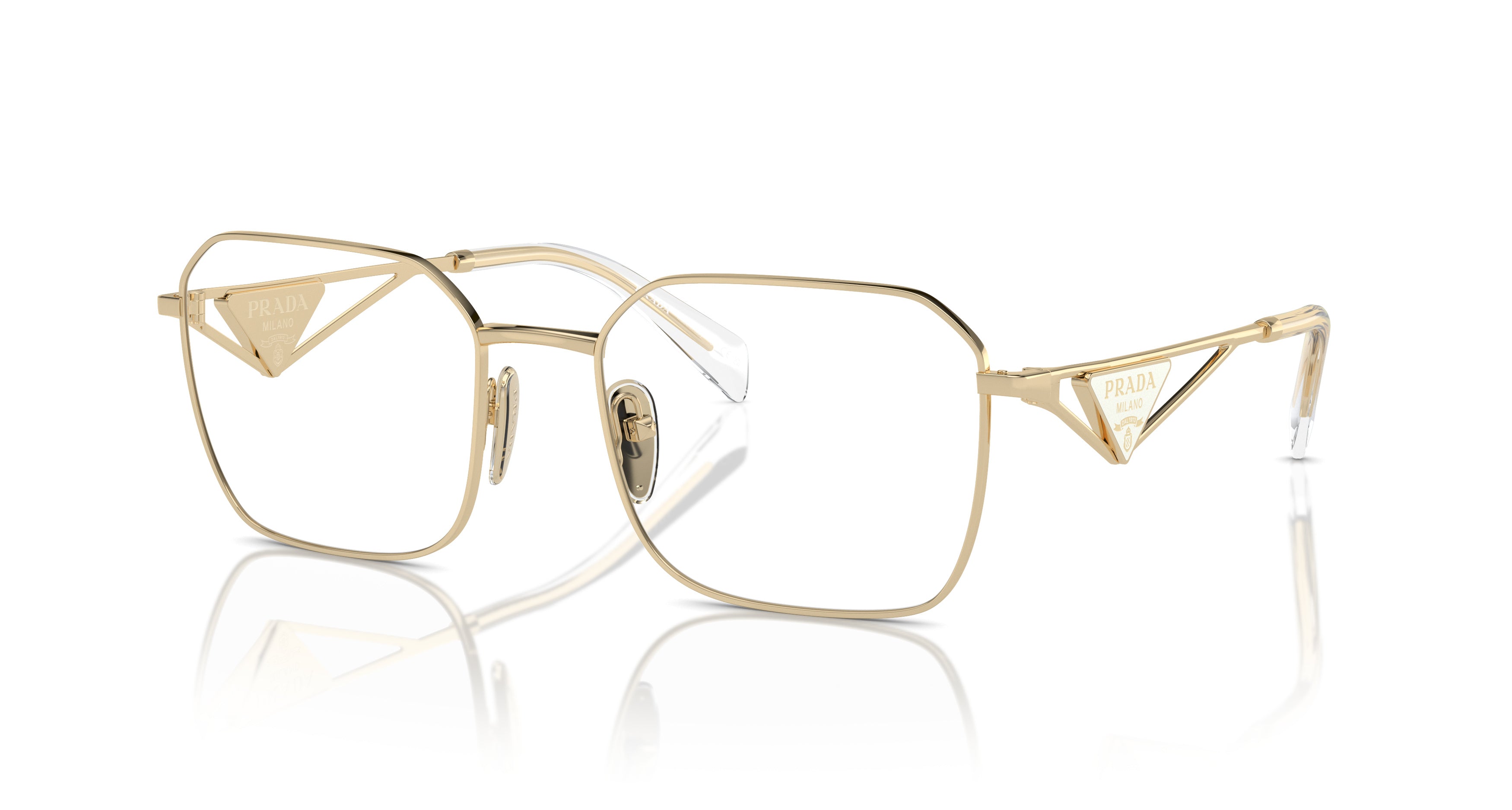 0pr A51v Geometric Metal Frame Gold Sunglasses