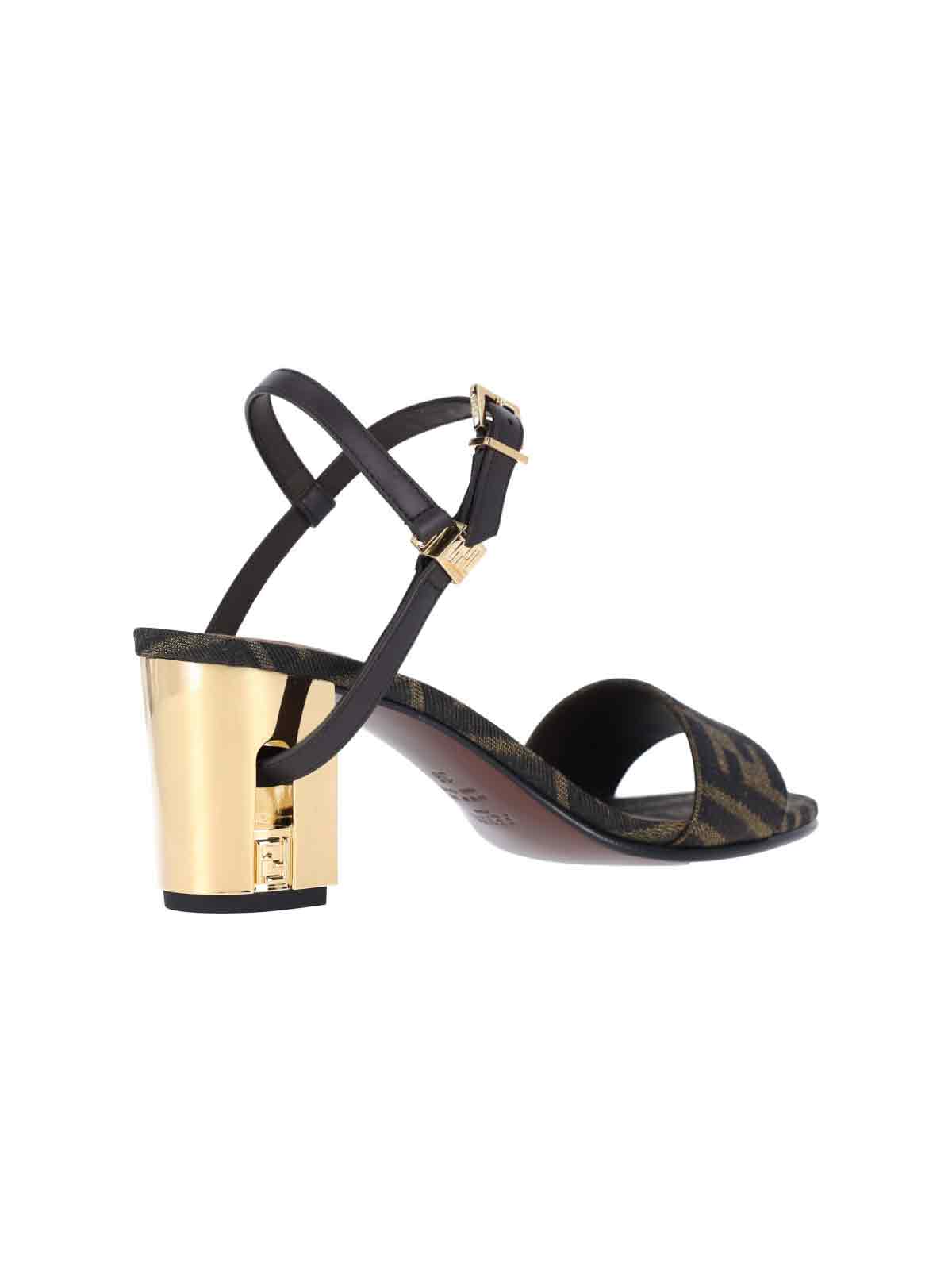 Brown Delfina Square Block Heel Sandals