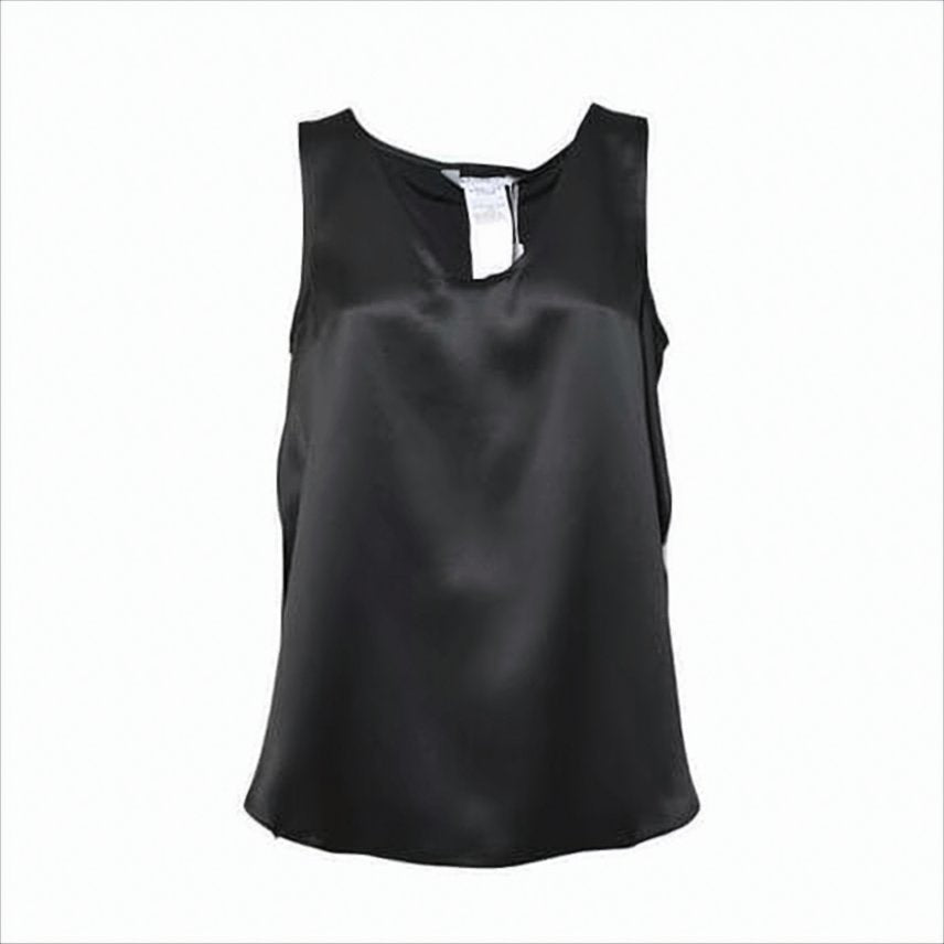Silk Sleeveless Top with Notch Neckline