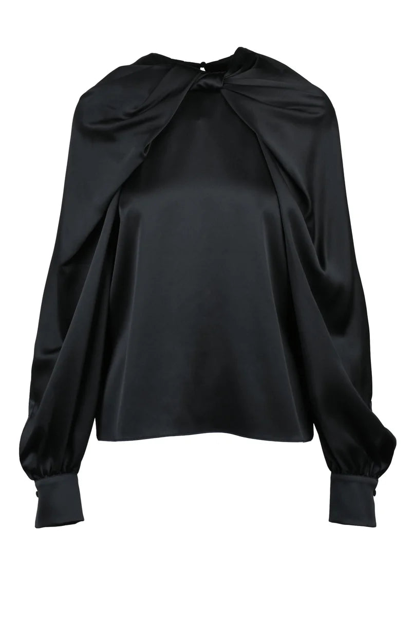Key Satin Blouse Silk - Black