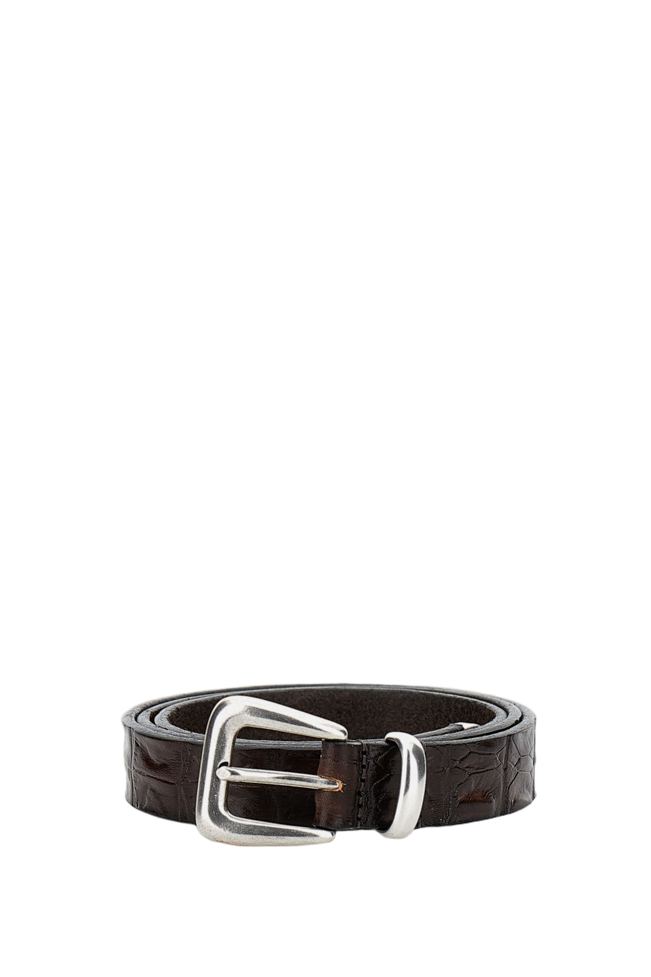 Textured Brown Leather Belt