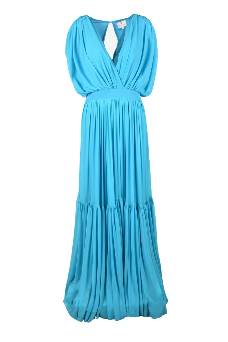 Long Pleated Dress - Light Blue