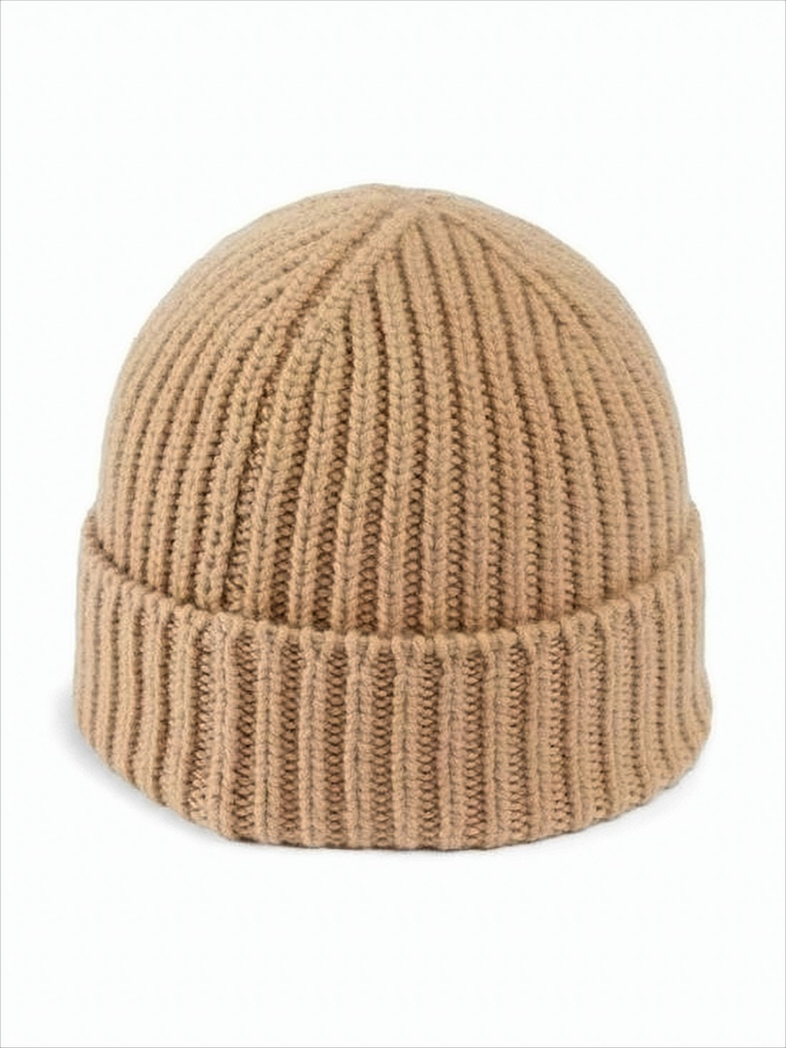 Ribbed Knit Beanie with Folded Cuff