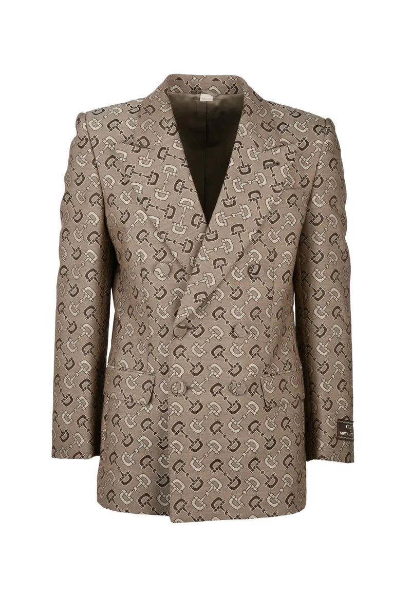Double-Breasted Jacket Cotton Wool - Brown