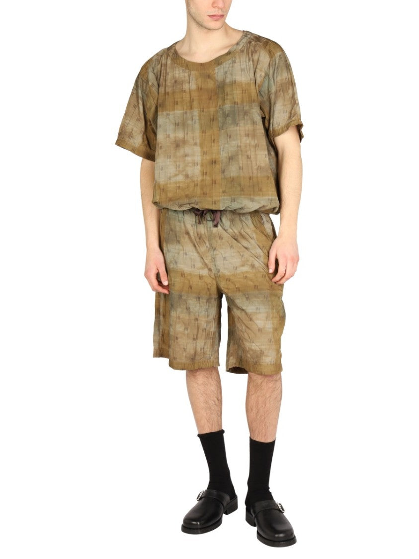 Earthy Checkered Bermuda Shorts